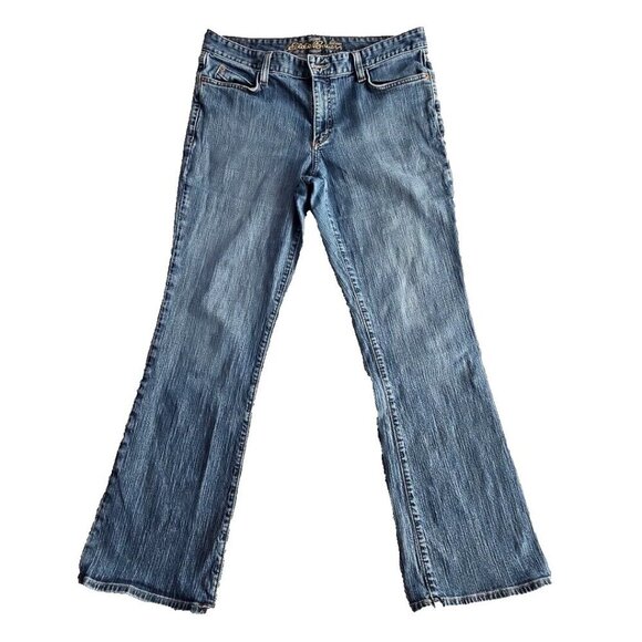 Eddie Bauer Jeans Women's Size 12R (34x30) Med Wash Bootcut Stretch Item# 2871 - Picture 1 of 16